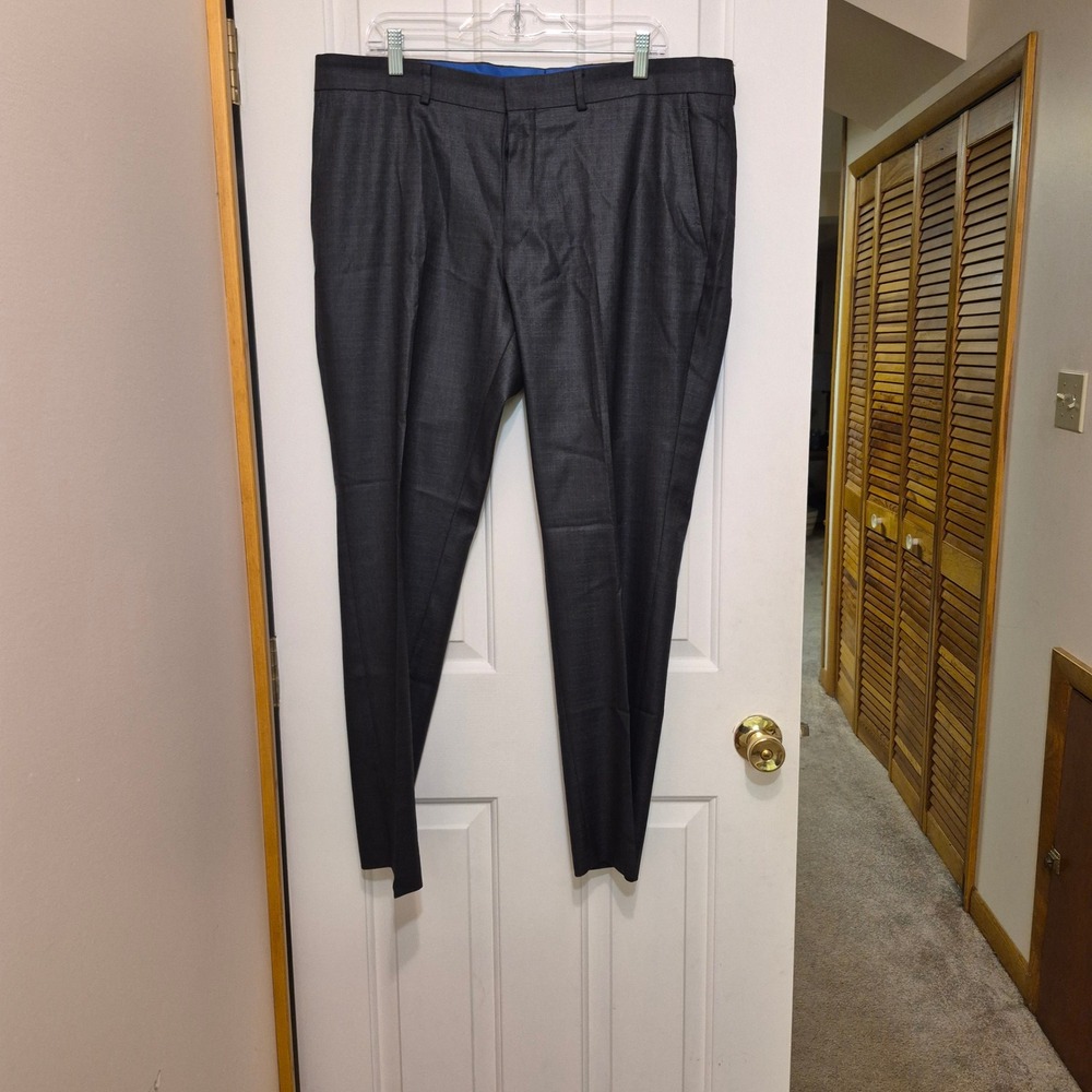 Kenneth Cole Reaction Mens Techni-Cole Slim Fit Dress Pants Charcoal Gray 38x30